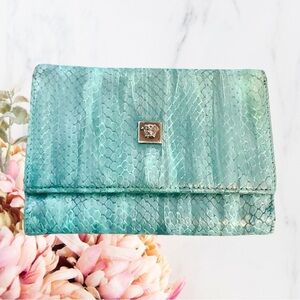 Gianni Versace Wallet Vintage Medusa Snake Embossed Turquiose